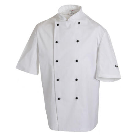 Dennys DD20S Dennys Removable Stud Short Sleeve Chef Jacket White