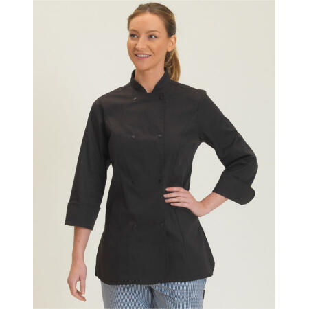 Dennys DD33L Dennys Ladies' Long Sleeve Fitted Chef's Jacket Black