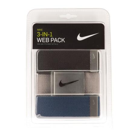 Black/Grey/Navy Nike 3 Pack Web Unisex Adult Belts