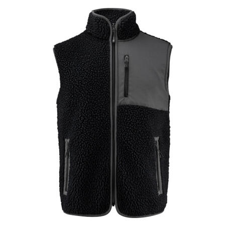 James Harvest HAR2111501 James Harvest Kingsley Sherpa Fleece Vest Black