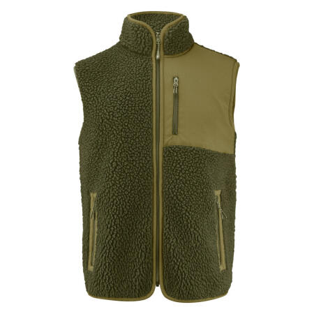James Harvest HAR2111501 James Harvest Kingsley Sherpa Fleece Vest Moss Green