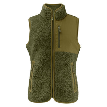 James Harvest HAR2121505 James Harvest Ladies Kingsley Sherpa Fleece Vest Moss Green