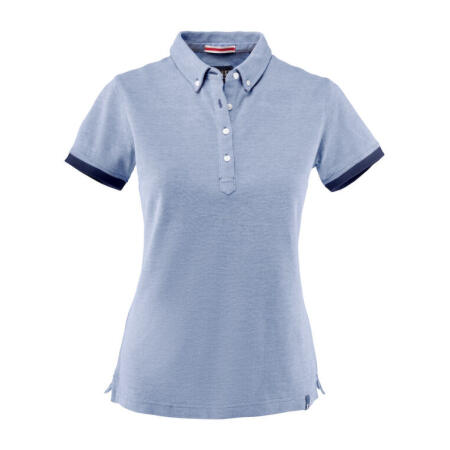 James Harvest HAR2125031 James Harvest Larkford Ladies Pique Polo Light Blue Melange