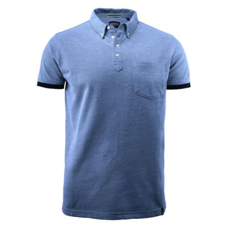 James Harvest HAR2135030 James Harvest Larkford Pique Polo Shirt Light Blue Melange