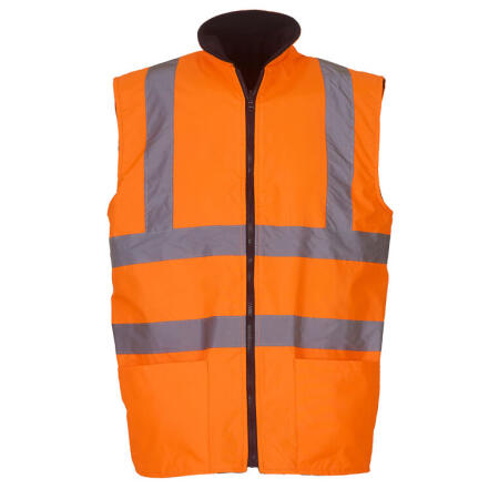 Yoko HV008F Yoko Hi-Vis Reversible Fleece Vest Hi Vis Orange