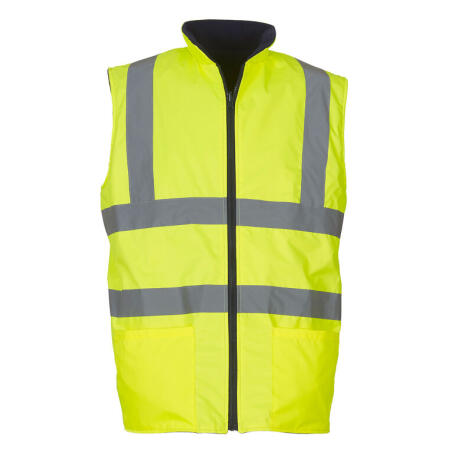Yoko HV008F Yoko Hi-Vis Reversible Fleece Vest Hi-Vis Yellow