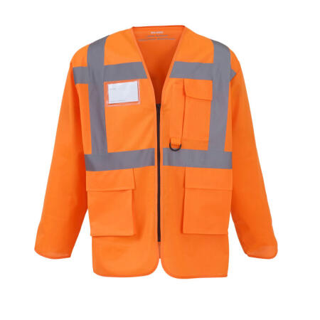 Yoko HVJ800 Yoko Hi-Vis Executive Long Sleeve Waistcoat Hi Vis Orange