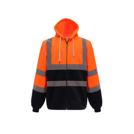 Yoko HVK07 Yoko Hi-Vis Zipped Hoodie Hi Vis Orange/Navy