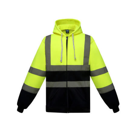 Yoko HVK07 Yoko Hi-Vis Zipped Hoodie Hi-Vis Yellow/Navy