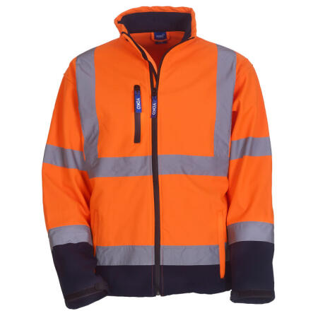 Yoko HVK09 Yoko Hi-Vis Softshell Jacket Hi Vis Orange/Navy