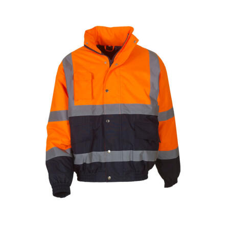 Yoko HVP218 Yoko Hi-Vis 2 Tone Bomber Jacket Orange/Navy
