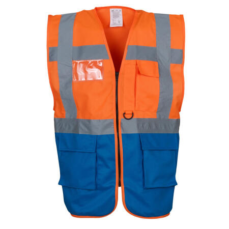 Yoko HVW801 Yoko Hi-Vis Executive Waistcoat Hi Vis Orange/Royal