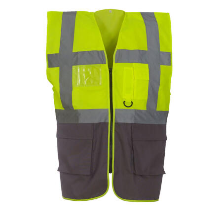 Yoko HVW801 Yoko Hi-Vis Executive Waistcoat Hi Vis Yellow/Grey
