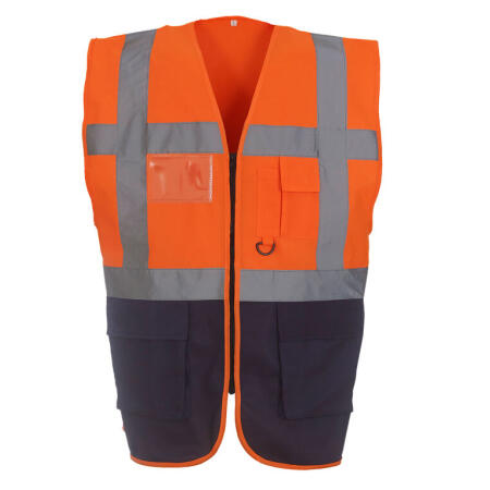 Yoko HVW801 Yoko Hi-Vis Executive Waistcoat Orange/Navy