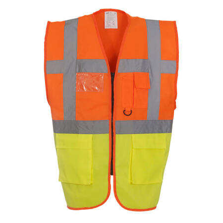 Yoko HVW801 Yoko Hi-Vis Executive Waistcoat Hi Vis Orange/Hi Vis Yellow