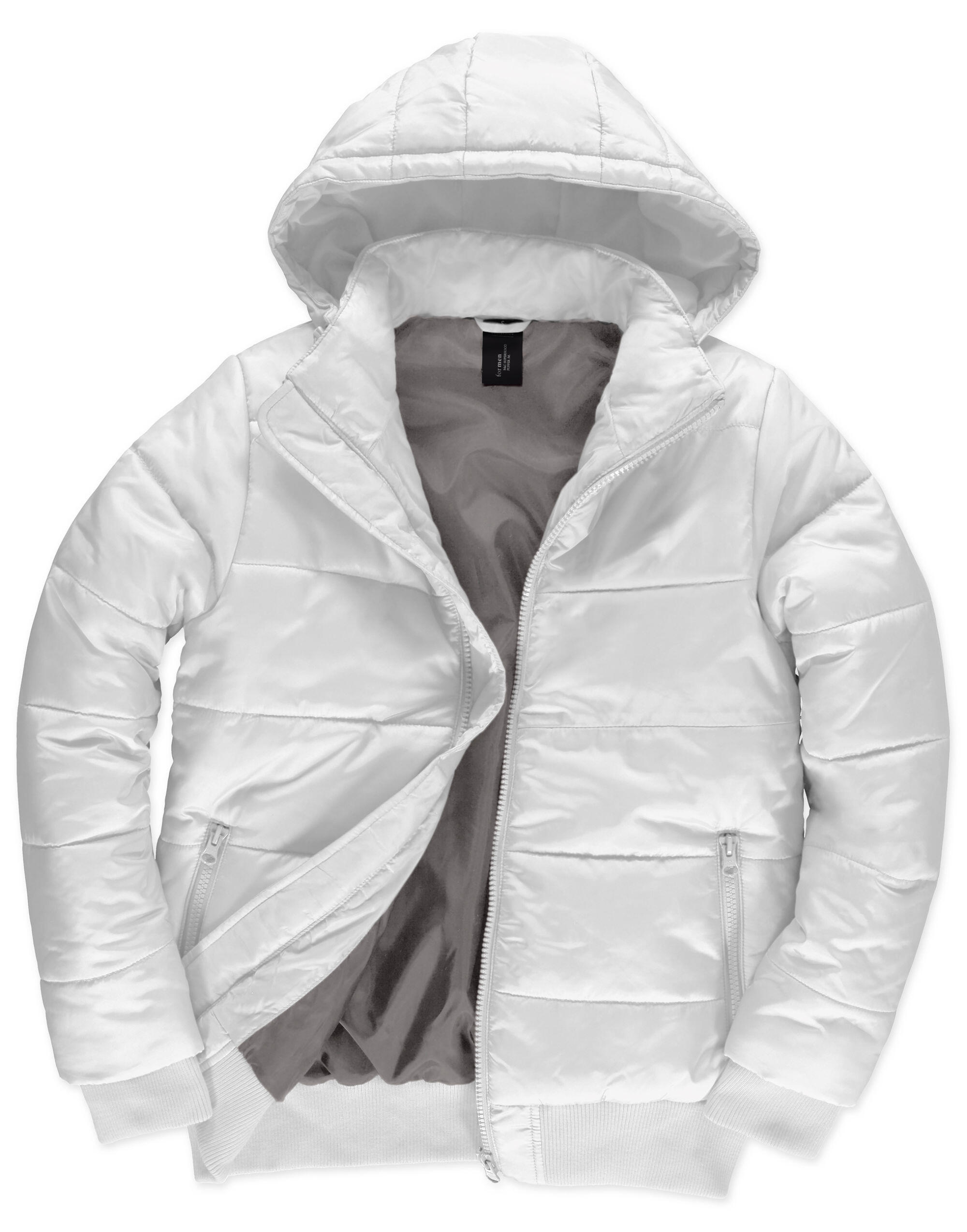 B&C White Men's Superhood Puffer Bomber Jacket