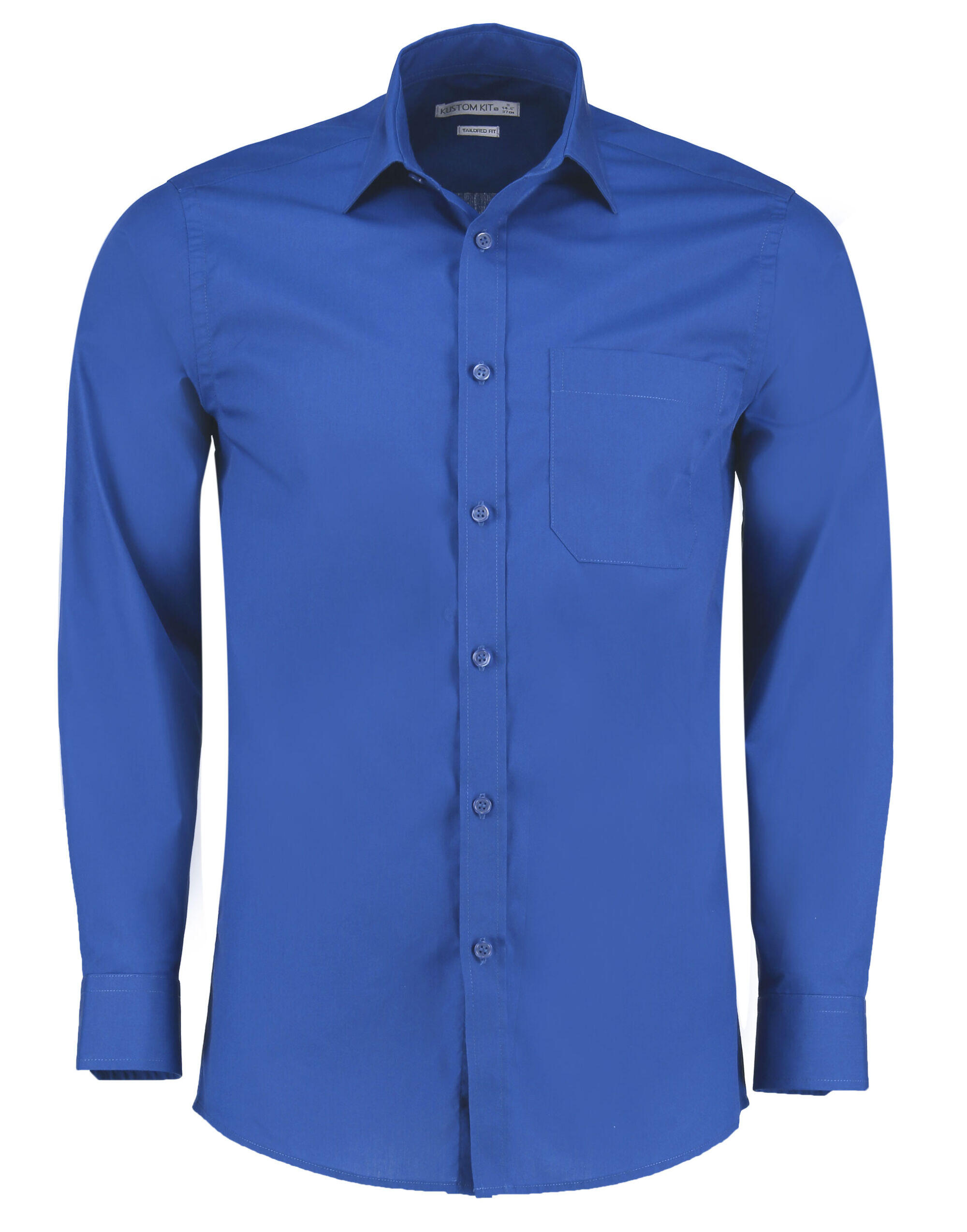 Kustom Kit Royal Blue Tailored Fit Long Sleeve Poplin Shirt
