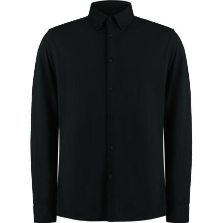 Kustom Kit KK143 Kustom Kit Tailored Fit Superwash Pique Shirt (LS) Black