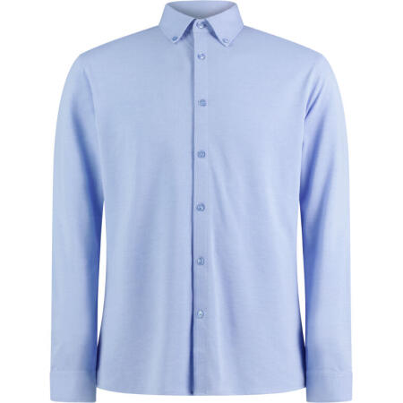 Kustom Kit KK143 Kustom Kit Tailored Fit Superwash Pique Shirt (LS) Light Heather Blue