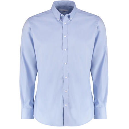 Kustom Kit KK182 Kustom Kit Slim Fit L/Sleeve Stretch Oxford Shirt Light Blue