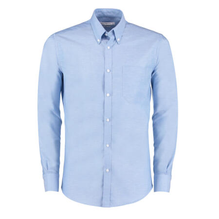 Kustom Kit KK184 Kustom Kit Slim Fit L/Sleeve Workwear Oxford Shirt Light Blue