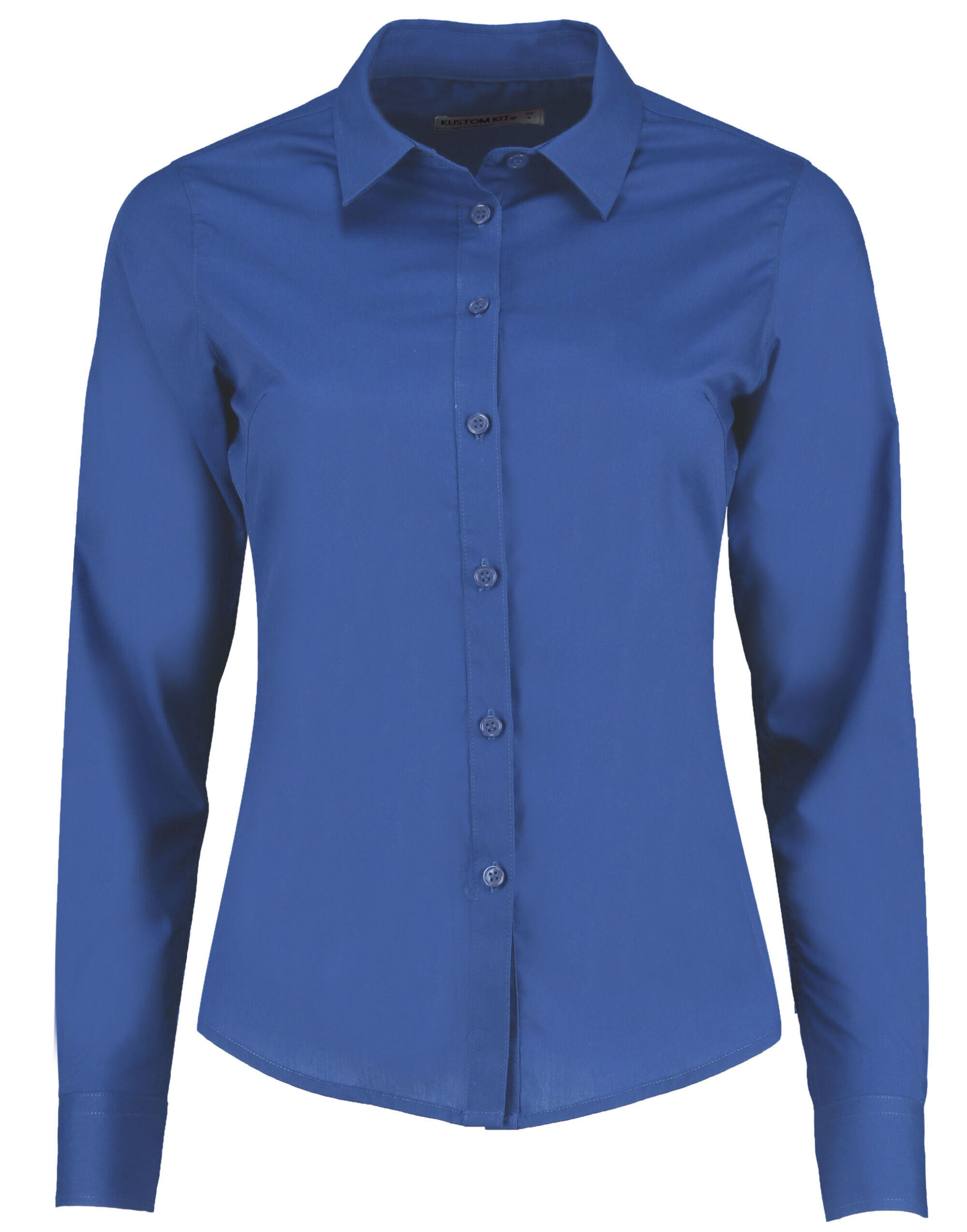 Kustom Kit Royal Blue Tailored Long Sleeve Poplin Shirt