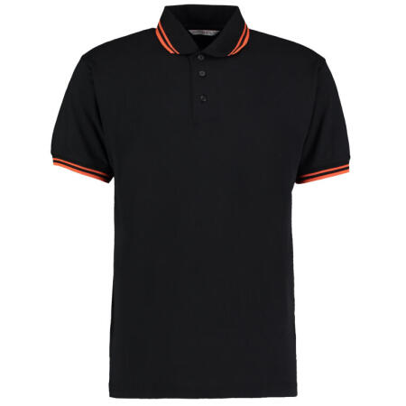 Kustom Kit KK409 Kustom Kit Classic Fit Tipped Collar Polo Black/Orange
