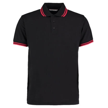 Kustom Kit KK409 Kustom Kit Classic Fit Tipped Collar Polo Black/Red