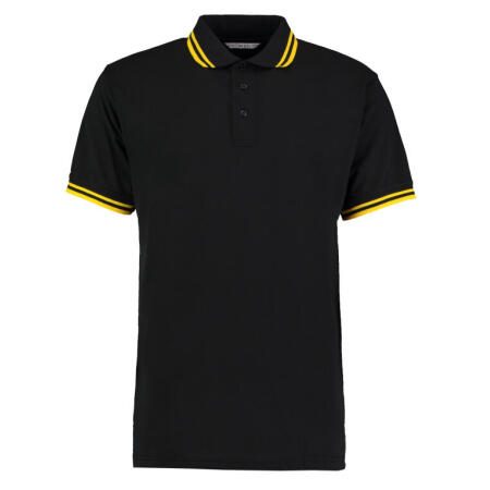 Kustom Kit KK409 Kustom Kit Classic Fit Tipped Collar Polo Black/Yellow