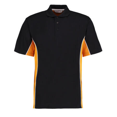 Kustom Kit KK475 Kustom Kit Classic Fit Track Polo Black/Gold/White