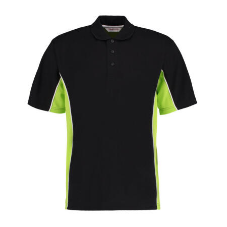 Kustom Kit KK475 Kustom Kit Classic Fit Track Polo Black/Lime/White