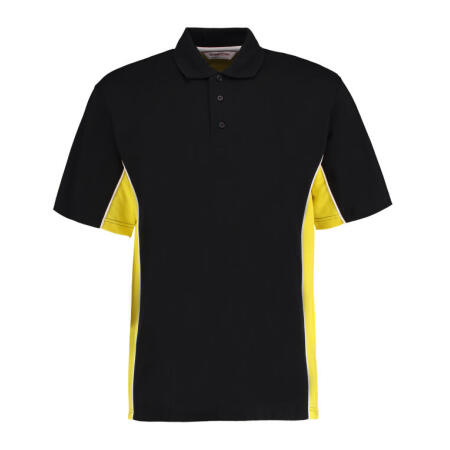 Kustom Kit KK475 Kustom Kit Classic Fit Track Polo Black/Sun Yellow/White