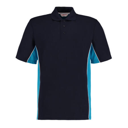 Kustom Kit KK475 Kustom Kit Classic Fit Track Polo Navy/ Turqoise