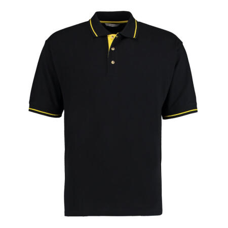 Kustom Kit KK606 Kustom Kit Classic Fit St.Mellion Polo Black/Yellow