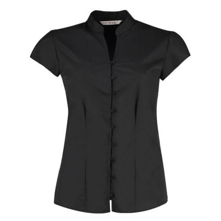Kustom Kit KK727 Kustom Kit Tailored Fit Mandarin Collar Blouse  Black
