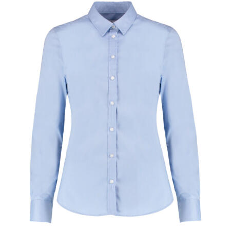 Kustom Kit KK782 Kustom Kit Tailored Fit L/S Stretch Oxford Shirt Light Blue