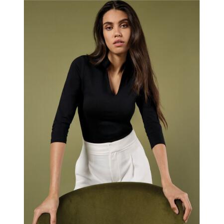 Kustom Kit KK785 Womens Regular Fit Mandarin Collar Top White