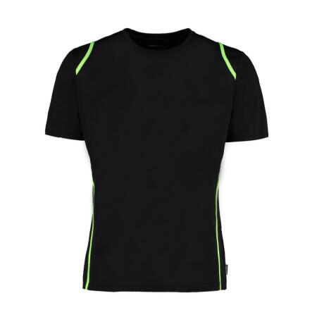 Kustom Kit KK991 Kustom Kit Men's Regular Fit Cooltex Contrast Tee Black/Flourescent Lime