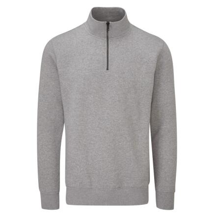 Mantis M197 Mantis Unisex Organic 1/4 Zip Sweat Heather Grey Melange
