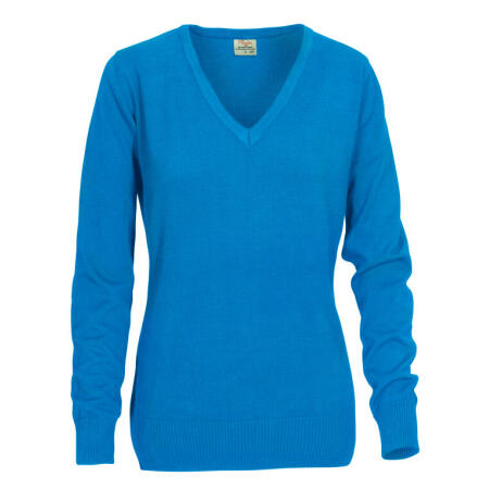 Printer Essentials PE2262502 Printer Essentials Ladies Forehand Knitted V Neck Ocean Blue