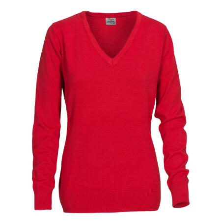 Printer Essentials PE2262502 Printer Essentials Ladies Forehand Knitted V Neck Red
