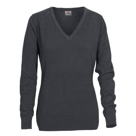 Printer Essentials PE2262502 Printer Essentials Ladies Forehand Knitted V Neck Steel Grey