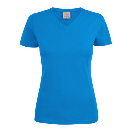 Printer Essentials PE2264025 Printer Essentials Ladies Heavy V-Neck T-Shirt Ocean Blue