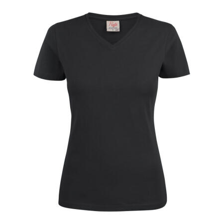Printer Essentials PE2264025 Printer Essentials Ladies Heavy V-Neck T-Shirt Black