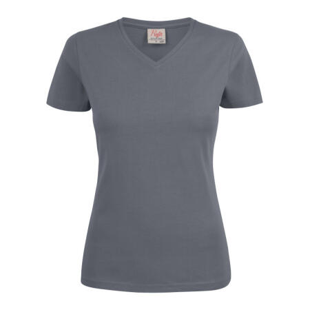 Printer Essentials PE2264025 Printer Essentials Ladies Heavy V-Neck T-Shirt Steel Grey
