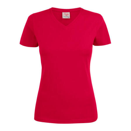 Printer Essentials PE2264025 Printer Essentials Ladies Heavy V-Neck T-Shirt Red