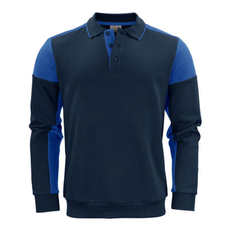 Printer Prime PP2262060 Printer Prime Long Sleeve Polo Sweatshirt Navy/Cobalt