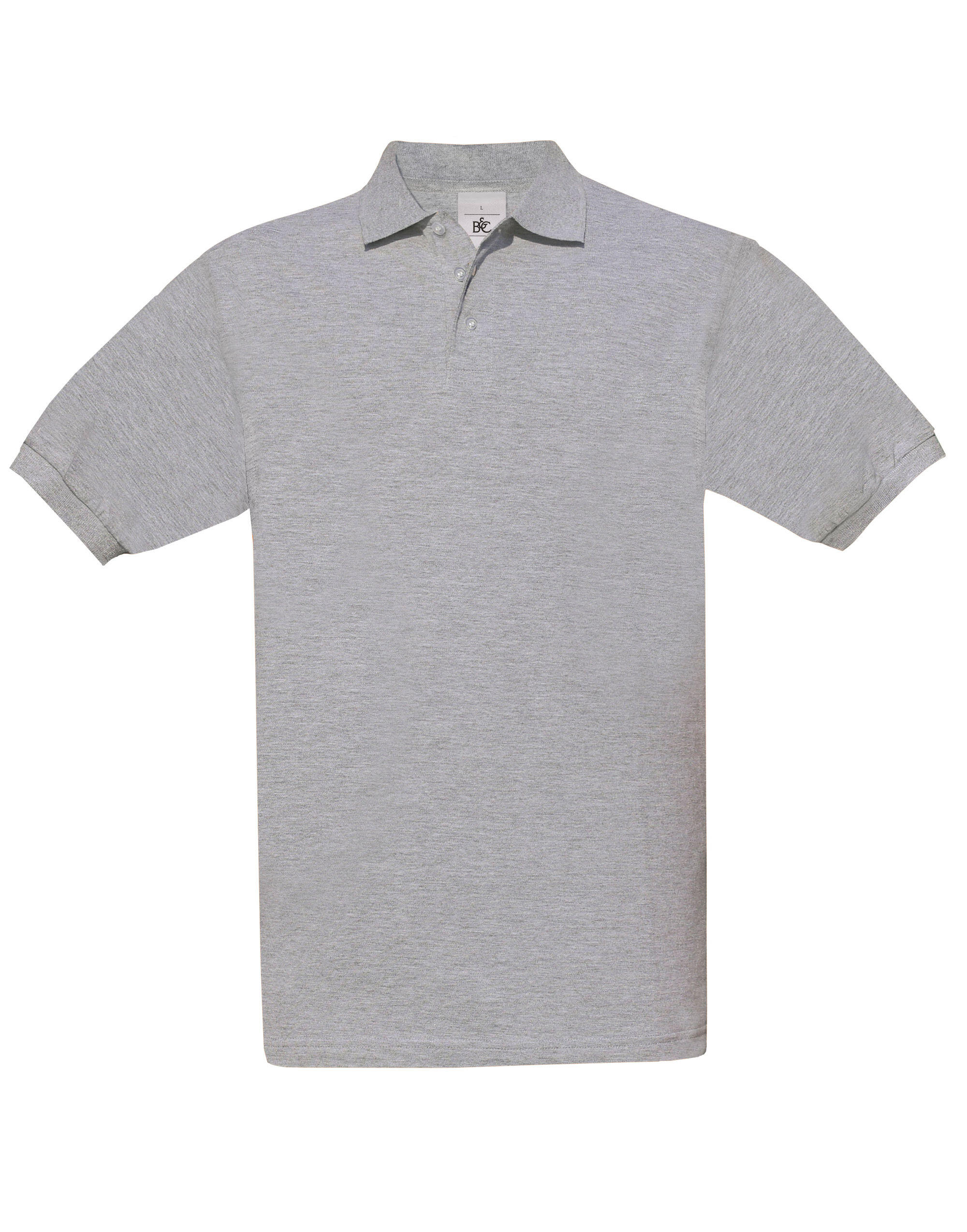 B&C Heather Grey Men's Safran Piqué Polo