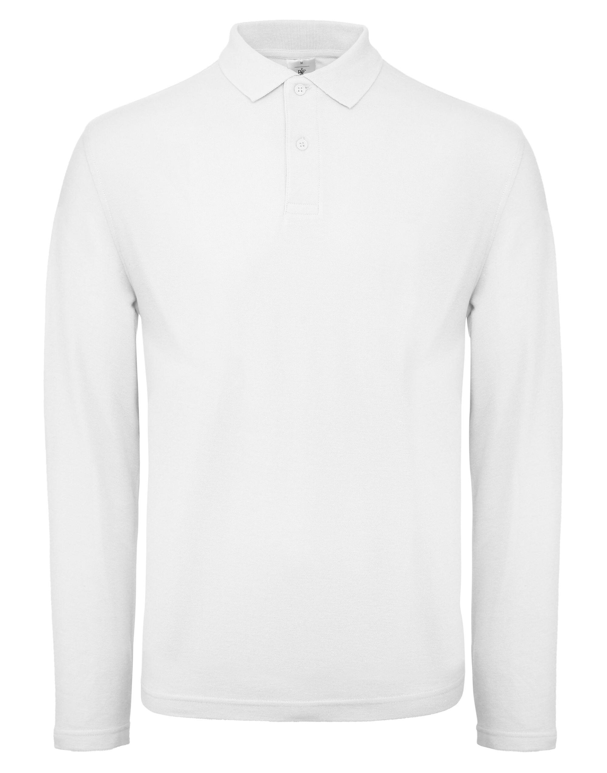 B&C PUI12 ID.001 Men's Long Sleeve Polo White