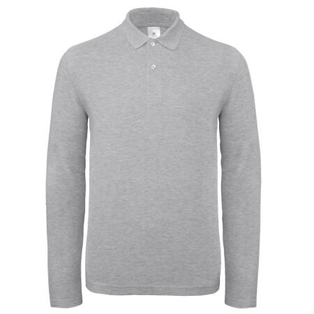 B&C PUI12 B&C ID.001 Men's Long Sleeve Polo Heather Grey
